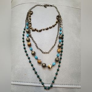 4 Layers beads and chain necklace